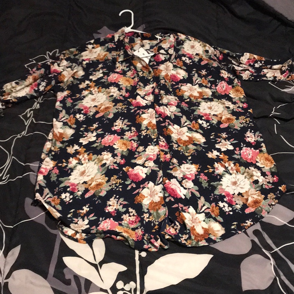 Oversized floral button up